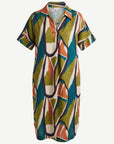 Organic Lines Printed Linen Midi Dress Corfu Jeans