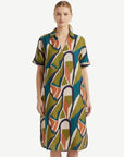 Organic Lines Printed Linen Midi Dress Corfu Jeans