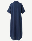 Navy Soft Linen Blend Shirt Midi Dress Corfu Jeans