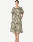 Abstract Animal Linen Midi Dress Corfu Jeans