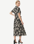 Black Cream Floral Cotton Shirt Midi Dress Corfu Jeans