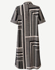 Navy Cream Geometric Shirt Midi Dress Corfu Jeans