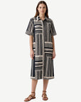 Navy Cream Geometric Shirt Midi Dress Corfu Jeans