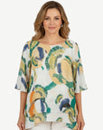 Ray Swirls Abstract Print Layered Blouse Corfu Jeans