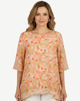 Sugar Cubes Print Layered Blouse Corfu Jeans