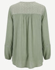 Salt Leaf Crepe Georgette Lace Trim Long Sleeve Blouse Corfu Jeans