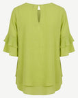 Pistachio Layered Ruffle Sleeve Blouse Corfu Jeans