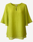 Citron Crepe Georgette Flutter Sleeve Blouse Corfu Jeans