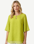 Citron Crepe Georgette Flutter Sleeve Blouse Corfu Jeans