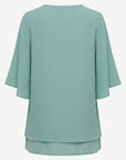 Seafoam Crepe Georgette Flutter Sleeve Blouse Corfu Jeans