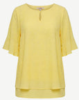 Sunlit Crepe Georgette Flutter Sleeve Blouse Corfu Jeans
