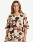 Cappuccino Abstract Print Layered Blouse Corfu Jeans