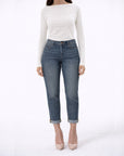 W04B2099 Blue Mix Barca Wash Denim Cropped Jeans Corfu Easy Living