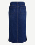 Ami French Blue Midi Denim Skirt with Pockets Corfu Jeans