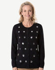 Black Soft Sequin Spot Knit Long Sleeve Cardigan Corfu Jeans