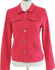 W2417639 CHERRY COLOURED STRETCH DENIM JACKET Corfu Jeans