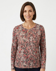 Roseate Printed Jersey Long Sleeve Top Corfu Jeans