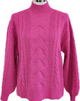 W2449241 PINK CABLE KNIT FULL SLEEVE JUMPER Corfu Jeans