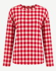 Raspberry Glace Check Knit Top Corfu Jeans