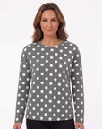 Smoke Grey Large Spot Knit Top Corfu Jeans