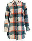W2467664 FOREST SPICE BRUSHED CHECK LONG SHIRT JACKET Corfu Jeans