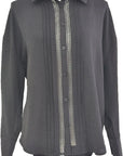 W2476512 Black Lace Crinkle Stretch Shirt Corfu Jeans