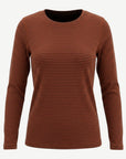 Striped Cotton Long Sleeve Tee - Cafe Au Lait Corfu Jeans