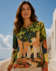 The Park Printed Knit Top Corfu Jeans