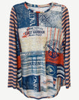 Nantucket Printed Long Sleeve Knit Top Corfu Jeans