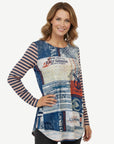 Nantucket Printed Long Sleeve Knit Top Corfu Jeans