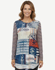 Nantucket Printed Long Sleeve Knit Top Corfu Jeans