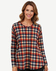 Denim Check Printed Long Sleeve Knit Top Corfu Jeans