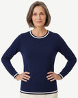 Navy Vanilla Stripe Plain Jersey Knit Corfu Jeans