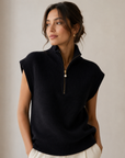 Black Plain Jersey Knit Vest Corfu Jeans