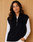 Black Plain Jersey Knit Vest Corfu Jeans