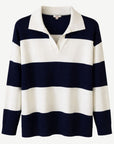 Navy Cream Polo Plain Jersey Knit Jumper Corfu Jeans