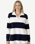 Navy Cream Polo Plain Jersey Knit Jumper Corfu Jeans