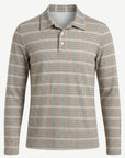 Micro Check Long Sleeve Polo Top Corfu Jeans