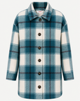 Teal Cream Long Length Check Shirt Jacket Corfu Jeans