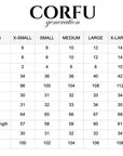 Corfu Pyjamas sizing chart