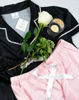 Anastasia White and Pink Short Sleeve Pyjama Set | Women's 2-Piece Sleepwear Corfu Jeans