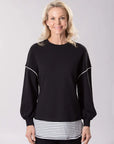 Black Athleisure Micro Knit Jumper Corfu Jeans