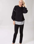 Black Athleisure Micro Knit Jumper Corfu Jeans