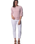 Blossom Stretch Cotton Peplum Sleeve Top Corfu Easy Living