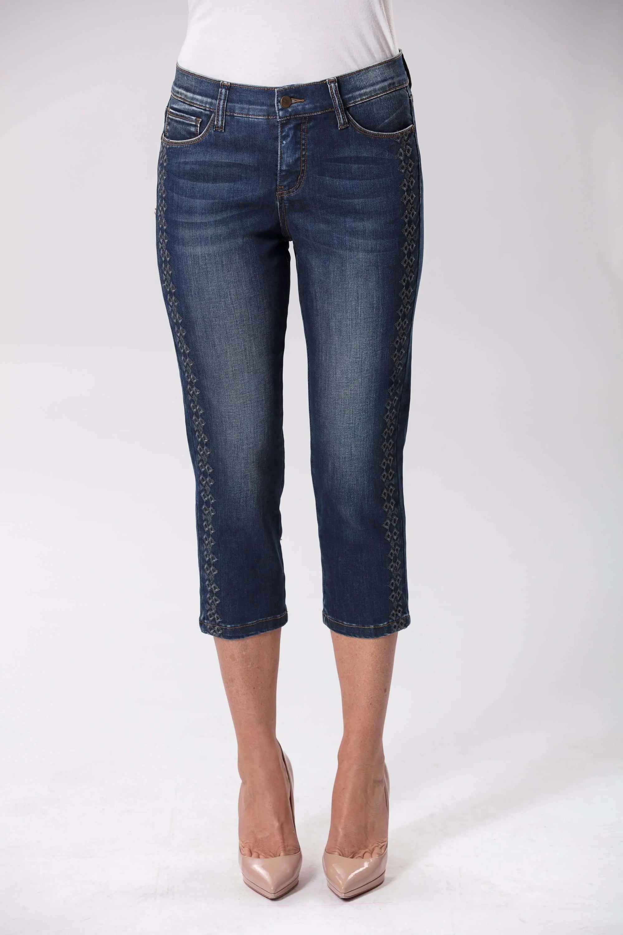 Blue Mix Alina Crop Denim Shorts/Capri Pants Corfu Easy Living