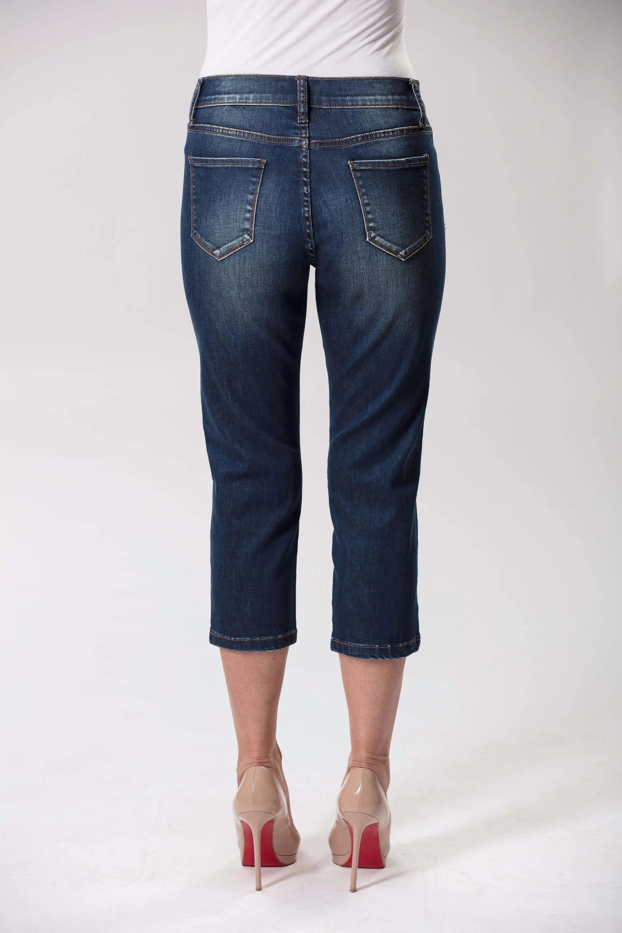 Blue Mix Alina Crop Denim Shorts/Capri Pants Corfu Easy Living