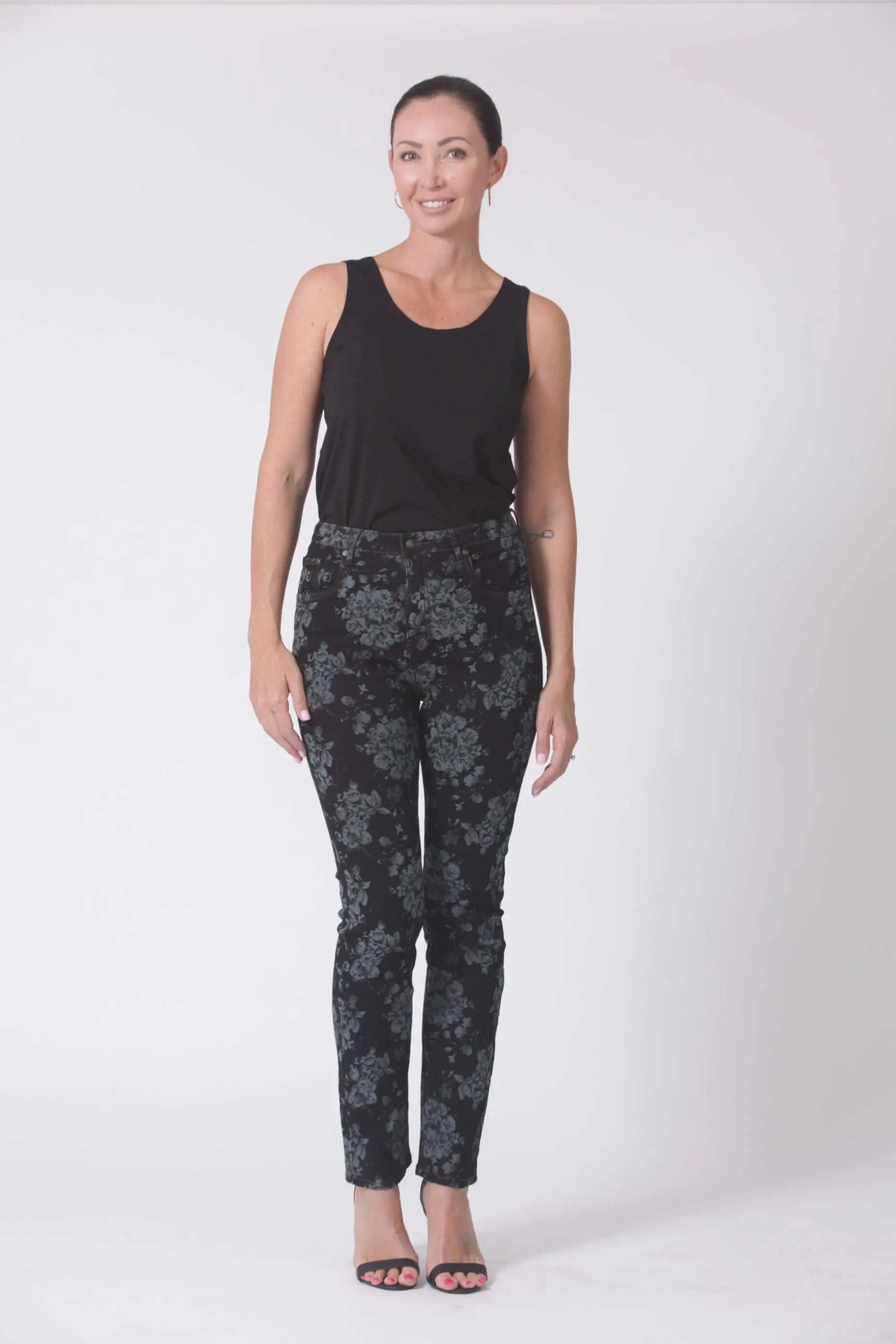 Deep Ocean Lace Printed Denim Jeans Corfu Easy Living