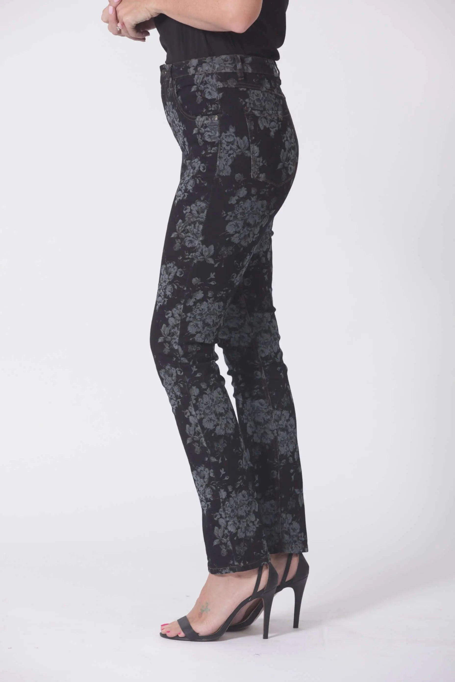 Deep Sea Flower Wash Jacquard Denim Jeans Corfu Easy Living