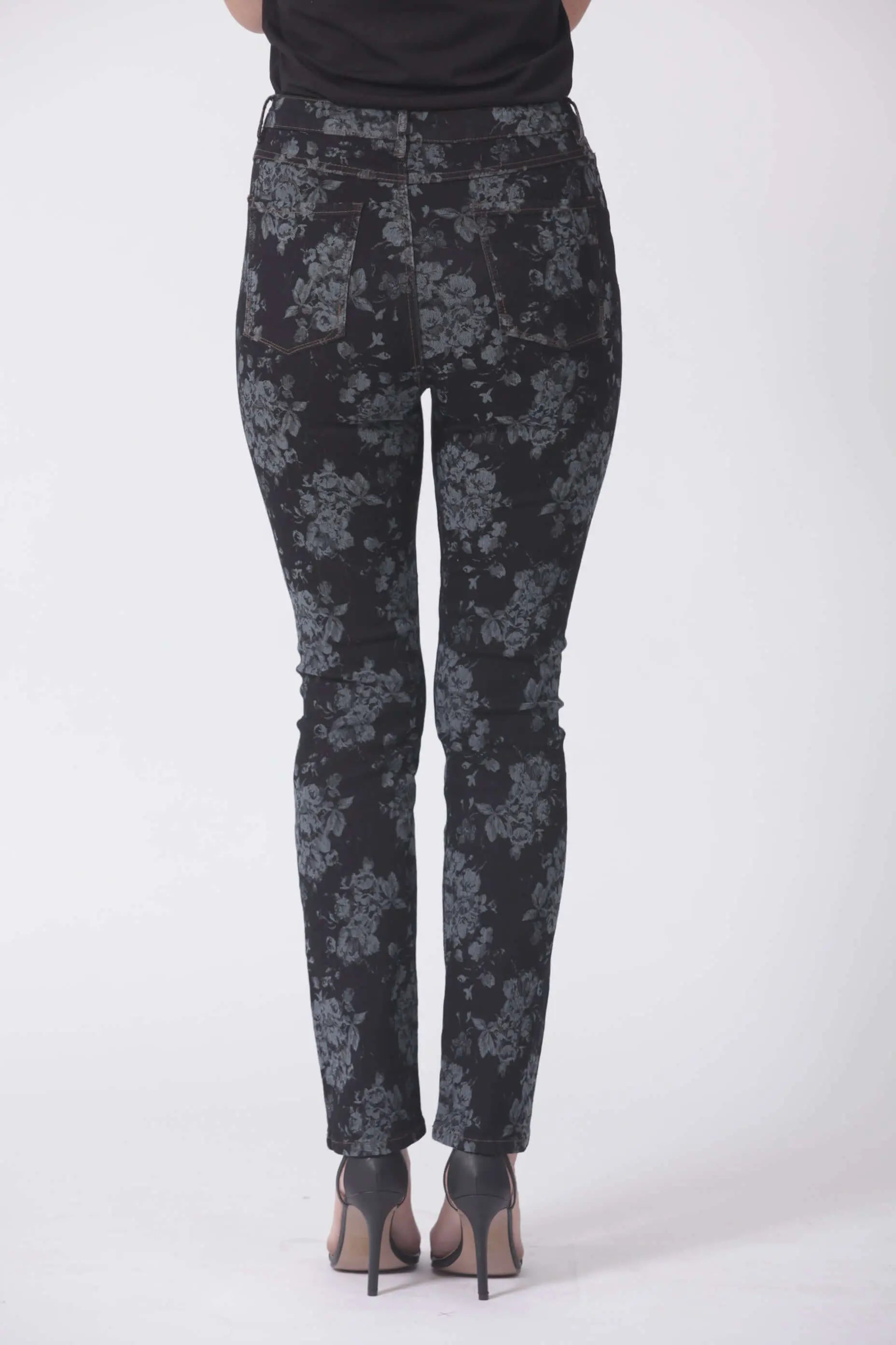 Deep Sea Flower Wash Jacquard Denim Jeans Corfu Easy Living