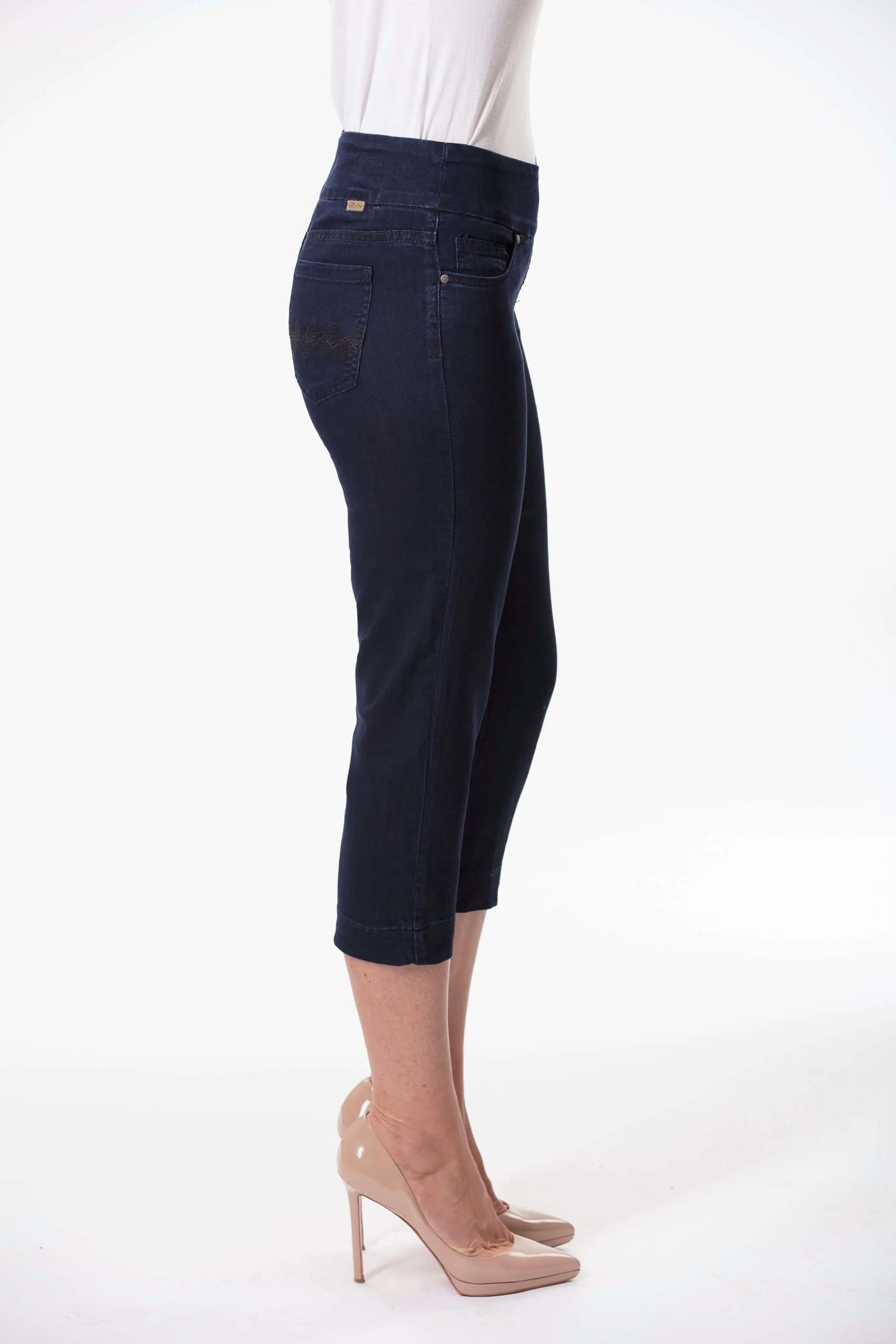 Delta Blue Wash Super Stretch Crop Denim Jeans Corfu Easy Living